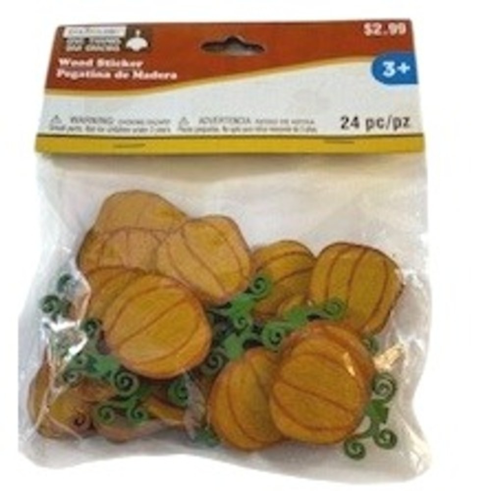 Pumpkin Wood Stickers 24 pc Fall‎ Autumn Thanksgiving Craft